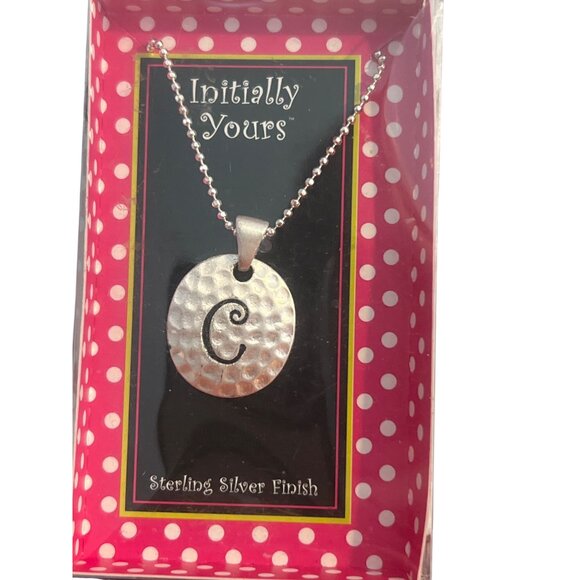 Initially Yours Sterling Silver Finish C Initial Pendant Necklace Monogram NEW - Picture 1 of 3